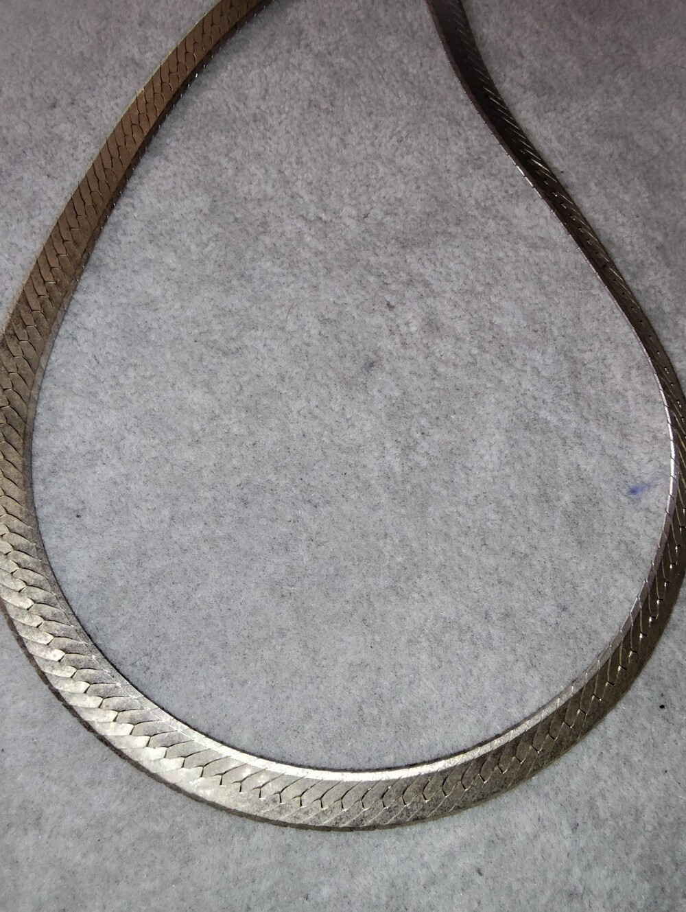 Milor Italy Sterling Silver Herringbone Collar Vintage Necklace 17" .25" Wide